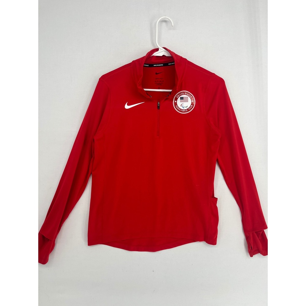 Nike Running Dri-FIT 1/4 Zip Pullover US Paralympic Team Red Women's Size XS